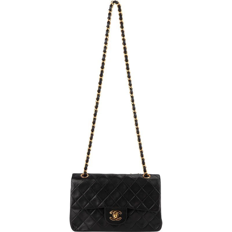 Chanel Quilted Lambskin 24K Gold Small Double Flap Shoulder Bag