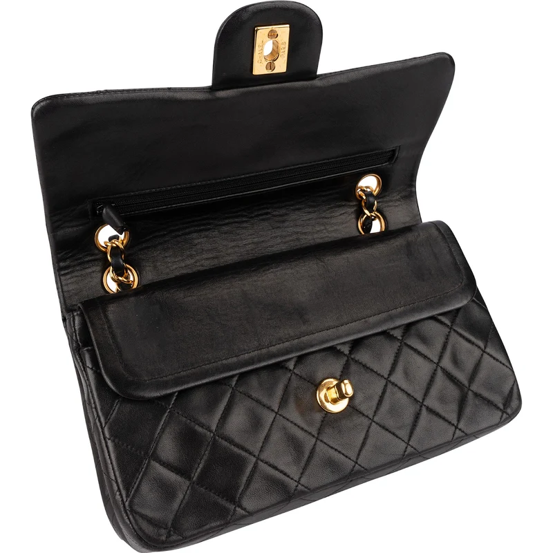 Chanel Quilted Lambskin 24K Gold Small Double Flap Shoulder Bag