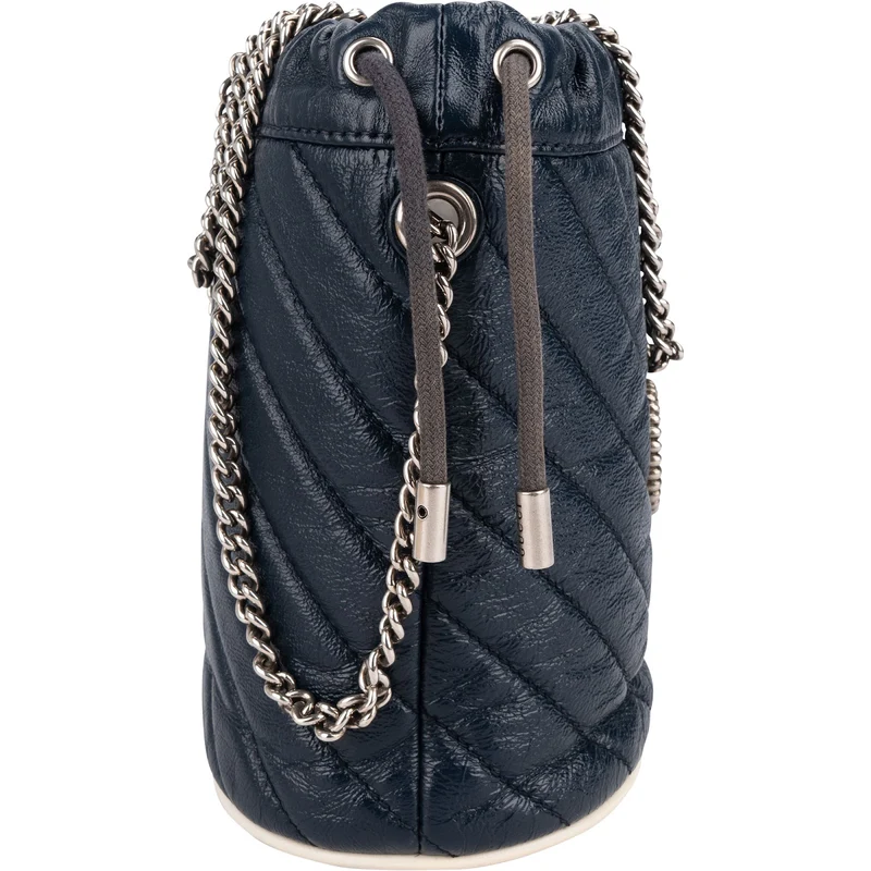Gucci Matelassé Chevron Leather GG Marmont Mini Bucket Crossbody Bag