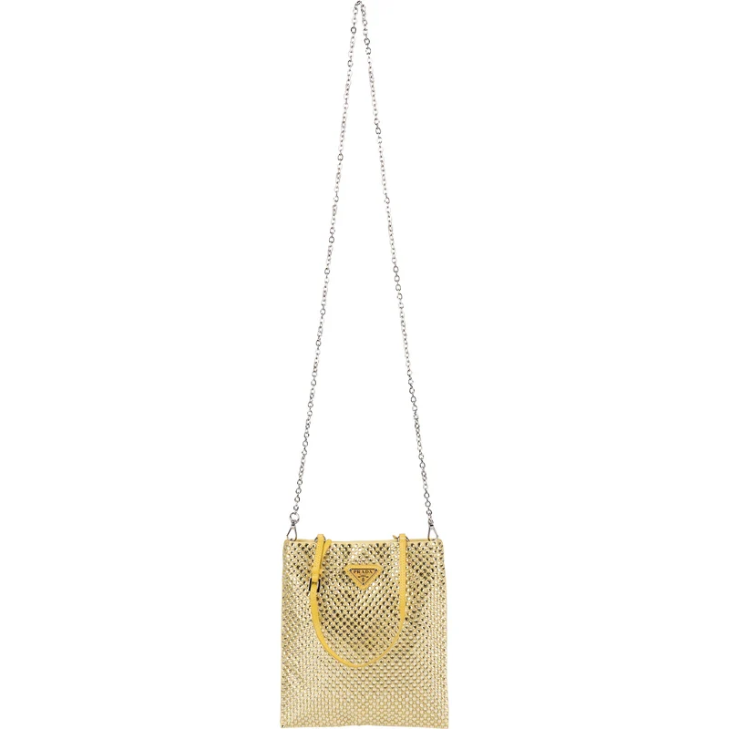 Prada Crystal Embellished Satin Small Tote Handbag