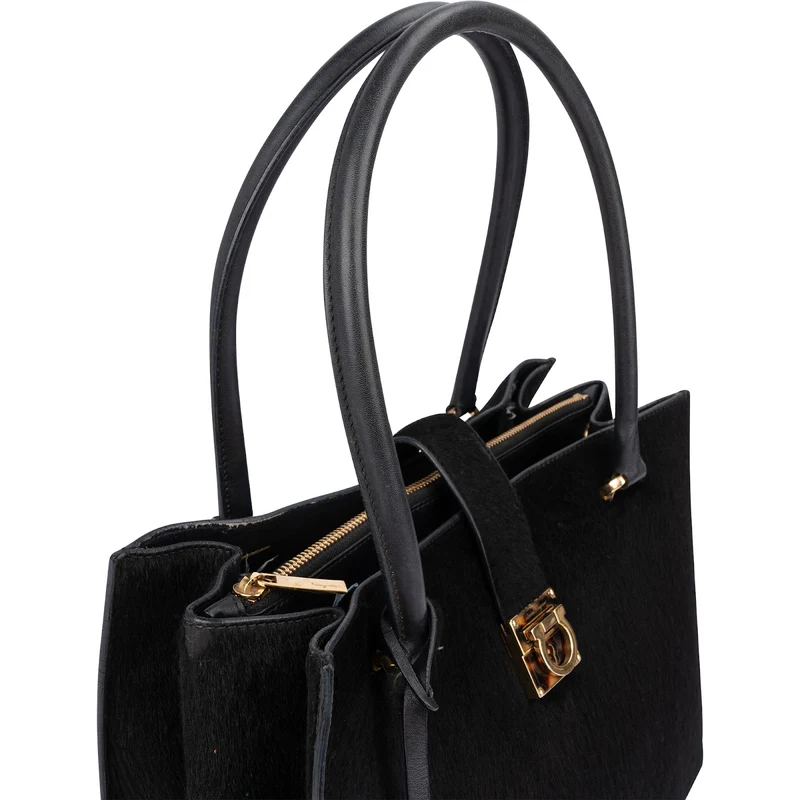 Salvatore Ferragamo Pony Hair Gancini Tote Handbag