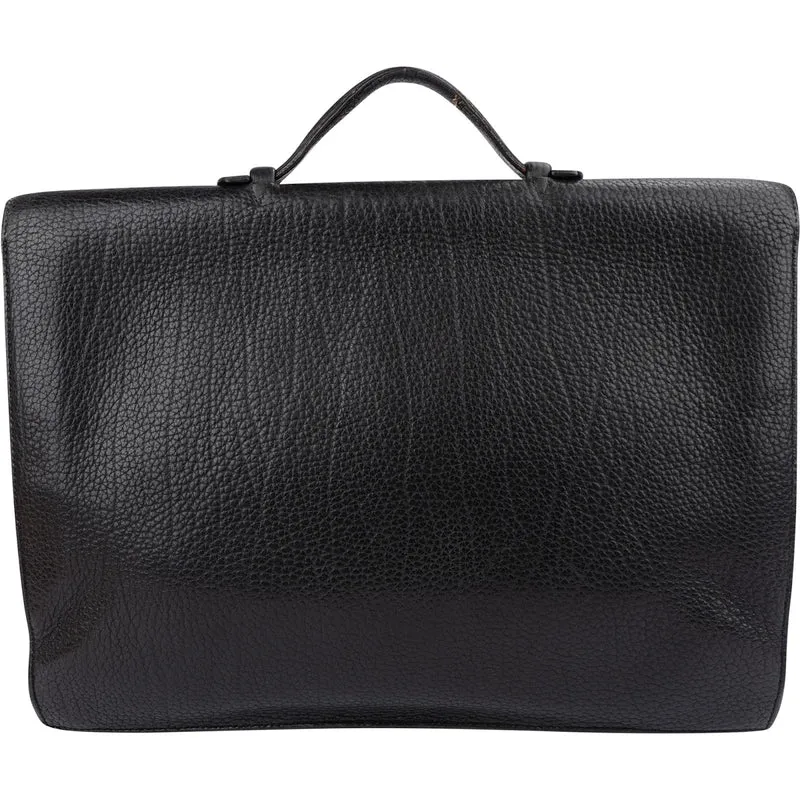 Hermès Noir Grained Fjord Leather Sac à Dépêches Business Handbag