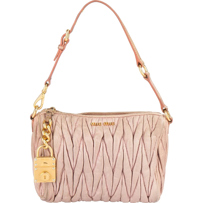 Miu Miu Matelassé Nappa Leather Padlock Shoulder Bag