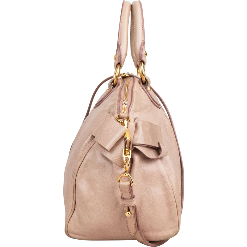 Miu Miu Vitello Lux Leather Bow Handbag