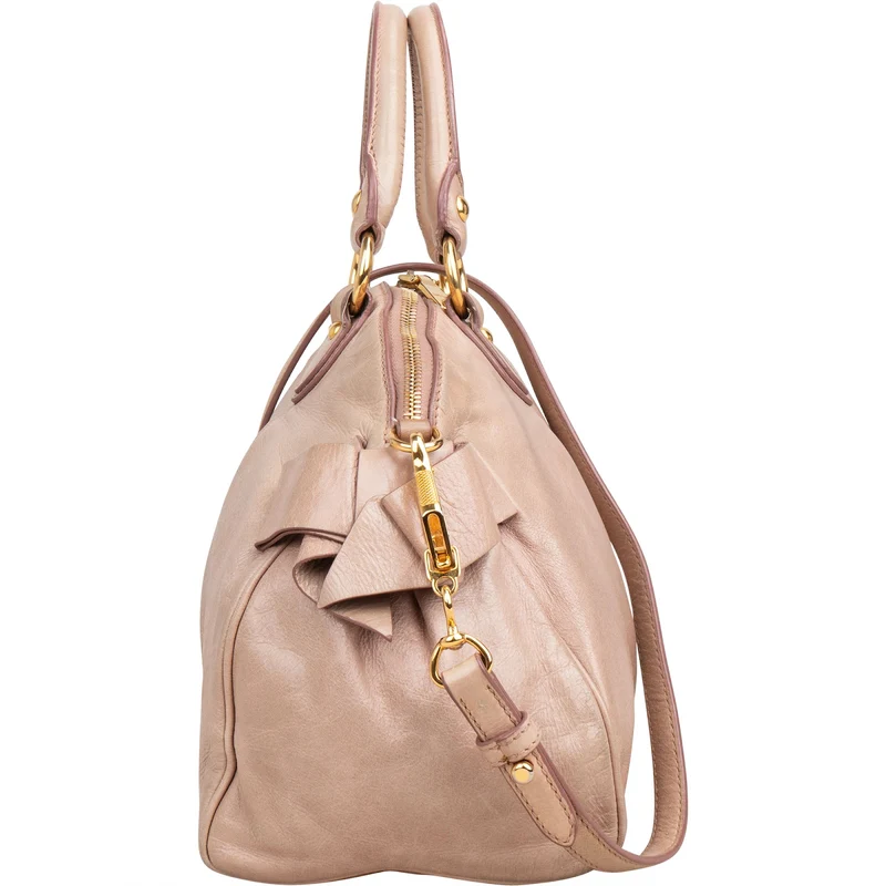 Miu Miu Vitello Lux Leather Bow Handbag