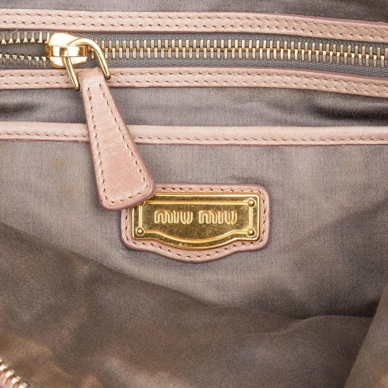 Miu Miu Vitello Lux Leather Bow Handbag