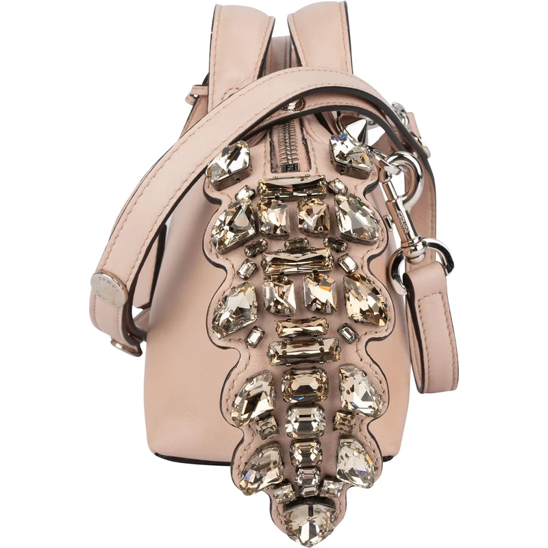 Fendi By The Way Mini Crystal Applique Calfskin Leather Crossbody Bag