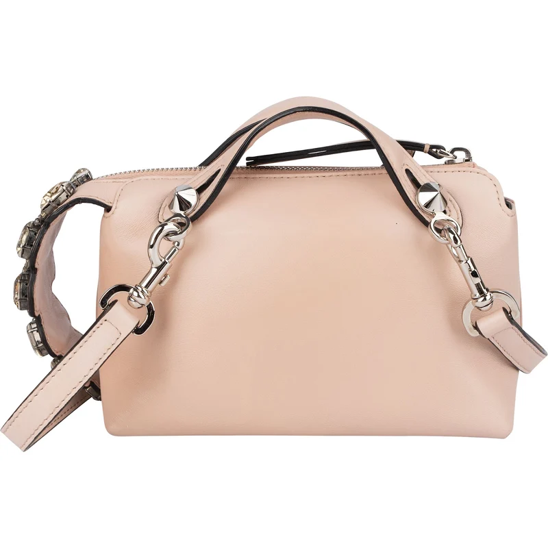Fendi By The Way Mini Crystal Applique Calfskin Leather Crossbody Bag