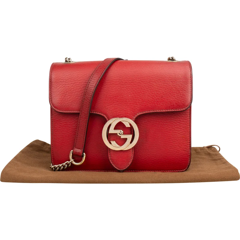 Gucci Leather Interlocking GG Shoulder Crossbody Bag
