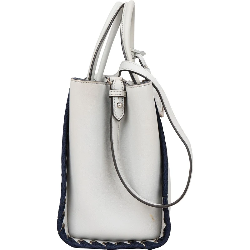 Fendi Light Blue Leather Whipstitch 2Jours Mini Handbag