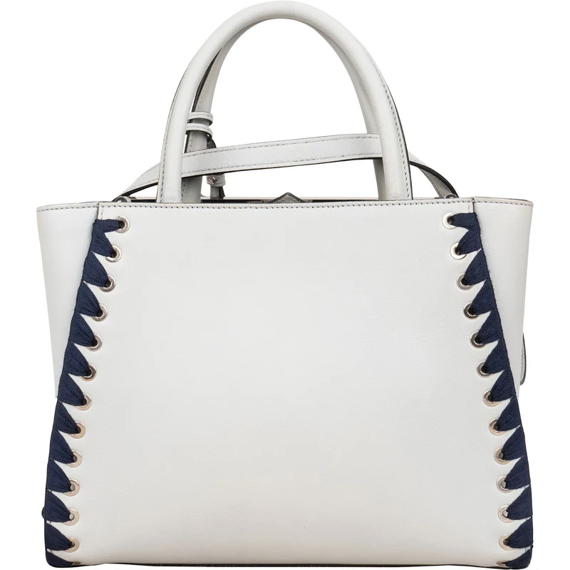 Fendi Light Blue Leather Whipstitch 2Jours Mini Handbag