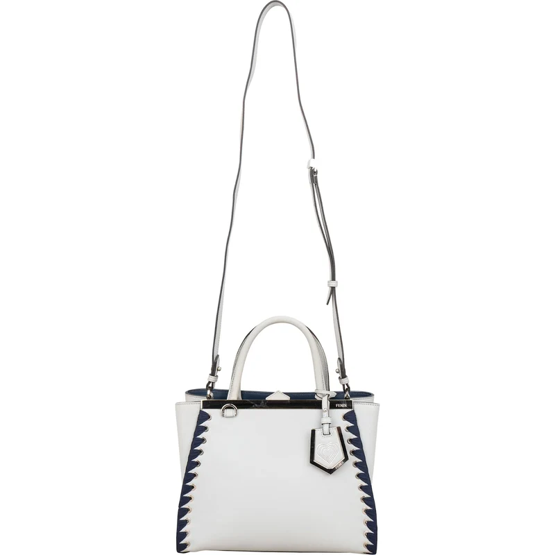 Fendi Light Blue Leather Whipstitch 2Jours Mini Handbag