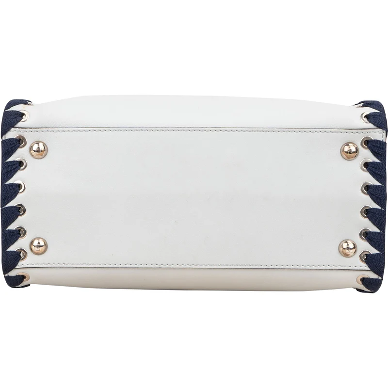 Fendi Light Blue Leather Whipstitch 2Jours Mini Handbag