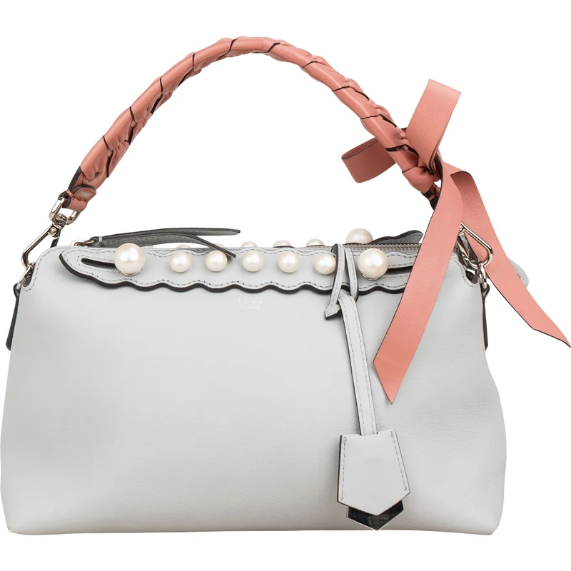 Fendi Blue Leather Mini Pearl Embellished By The Way Handbag