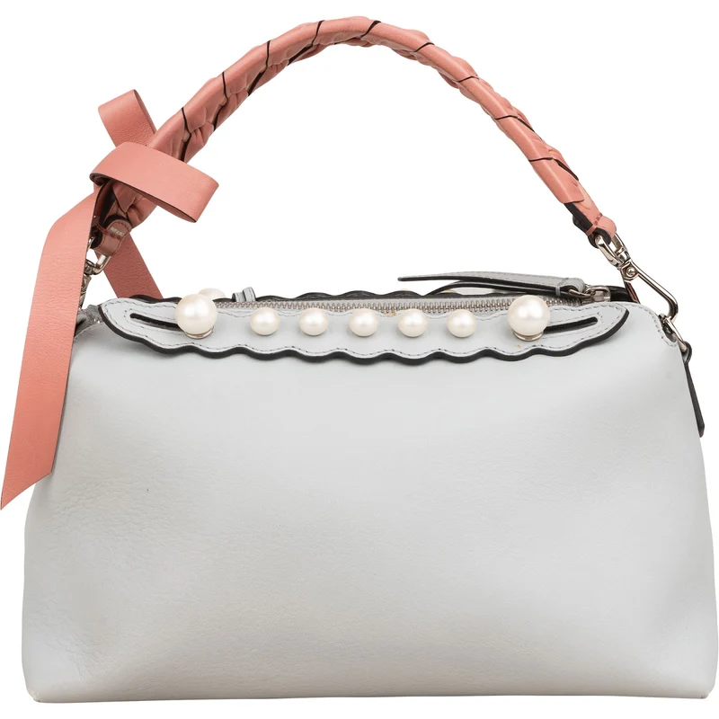 Fendi Blue Leather Mini Pearl Embellished By The Way Handbag