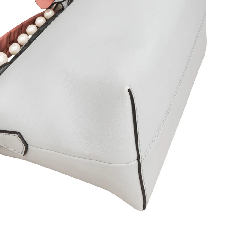Fendi Blue Leather Mini Pearl Embellished By The Way Handbag