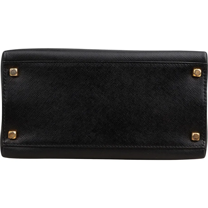 Salvatore Ferragamo Black Saffiano Leather Gancini Top Handle Handbag