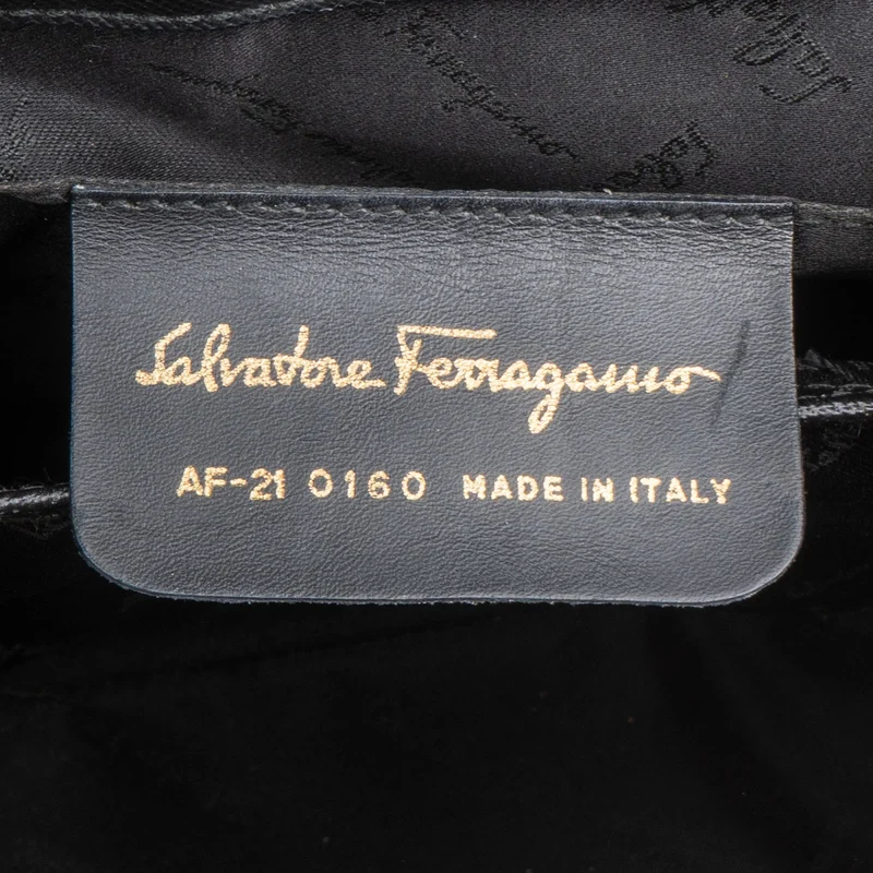 Salvatore Ferragamo Black Saffiano Leather Gancini Top Handle Handbag