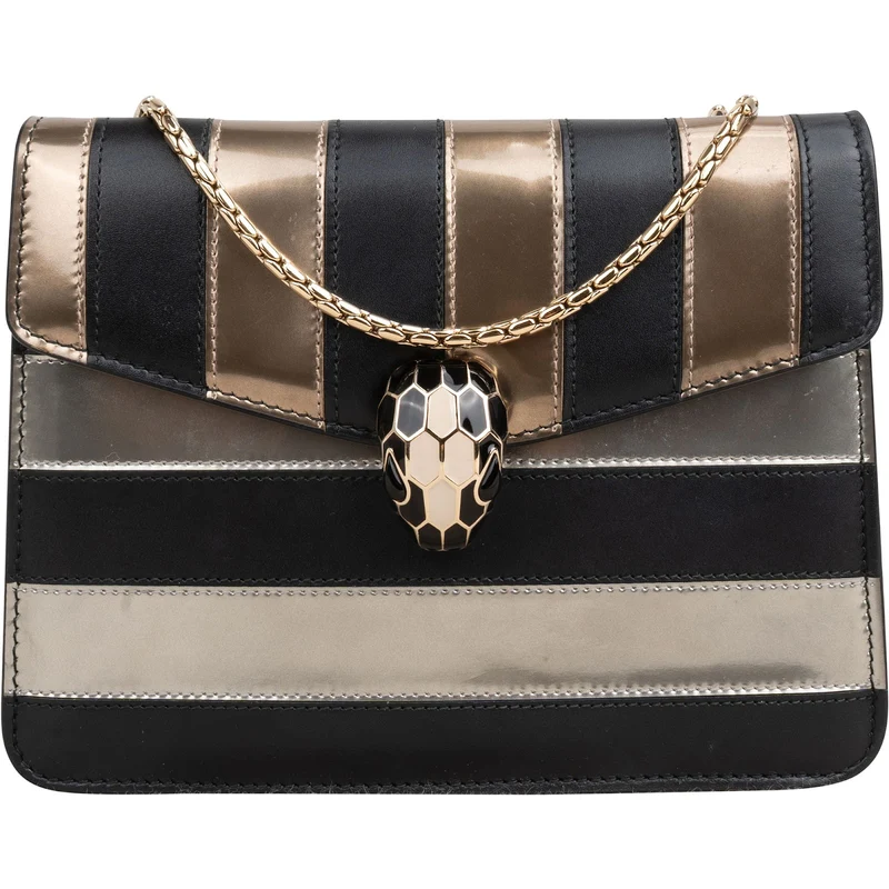 Bulgari Striped Leather Serpenti Forever Crossbody Bag