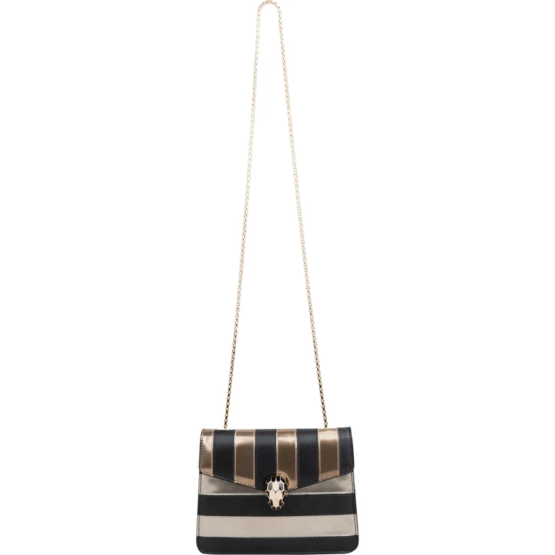 Bulgari Striped Leather Serpenti Forever Crossbody Bag