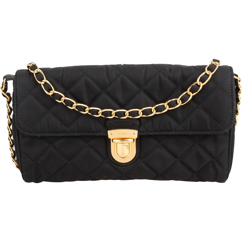 Prada Quilted Tessuto Nylon Chain Single Flap Crossbody Bag