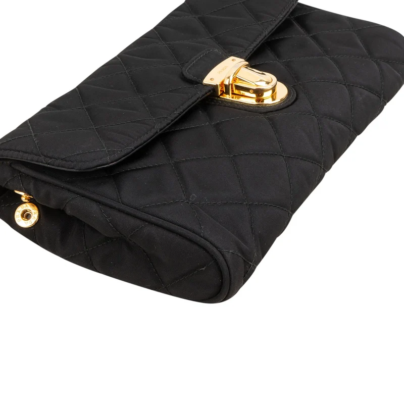 Prada Quilted Tessuto Nylon Chain Single Flap Crossbody Bag