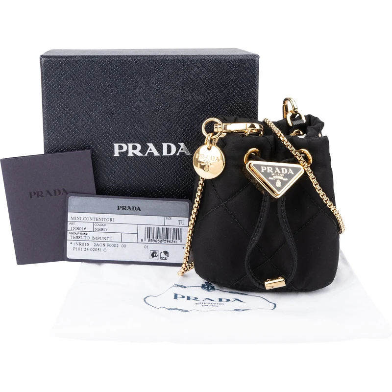 Prada Quilted Re-Nylon Triangle Mini Pouch Crossbody Bag