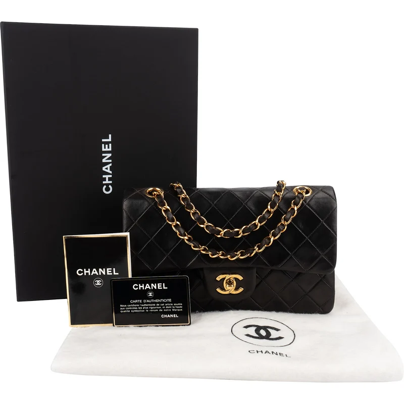 Chanel Quilted Lambskin 24K Gold Small Double Flap Shoulder Bag