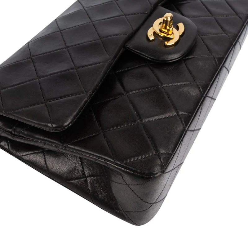 Chanel Quilted Lambskin 24K Gold Small Double Flap Shoulder Bag