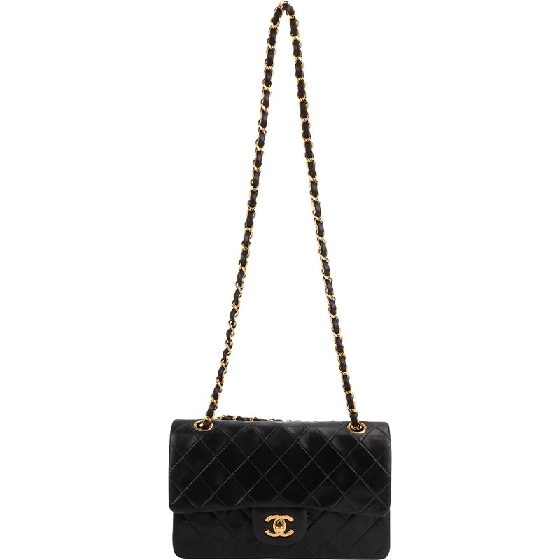 Chanel Quilted Lambskin 24K Gold Small Double Flap Shoulder Bag