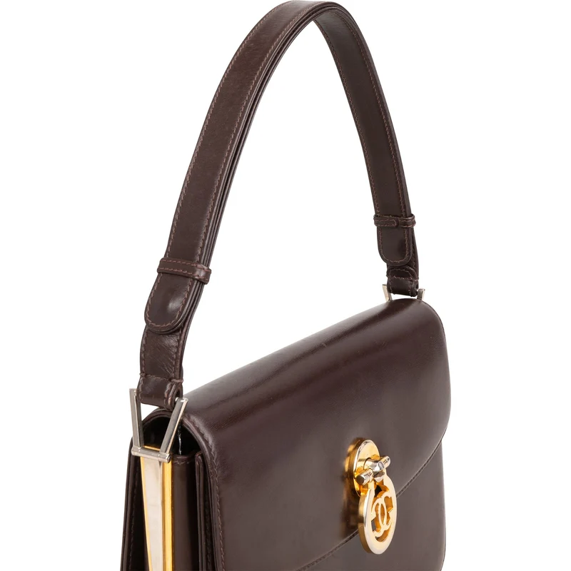 Gucci Brown Lambskin Vintage Circle GG Single Flap Shoulder Bag