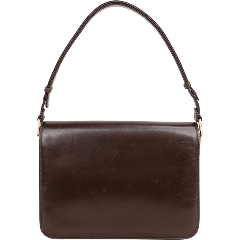 Gucci Brown Lambskin Vintage Circle GG Single Flap Shoulder Bag