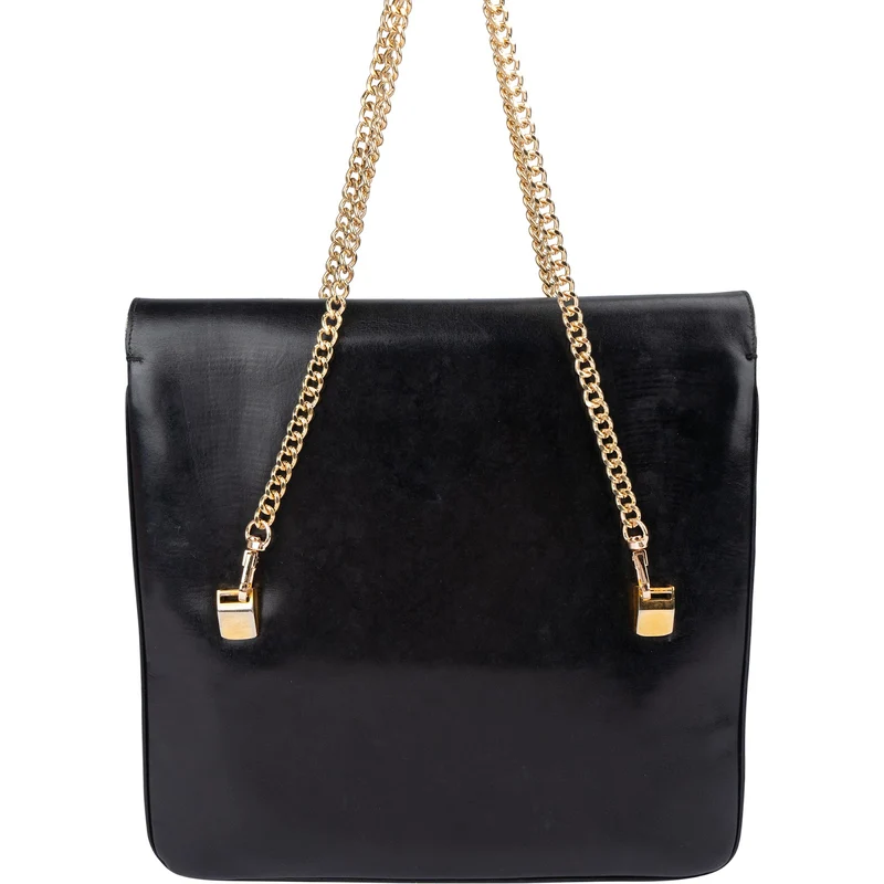 Gucci Black Leather Vintage Handbag
