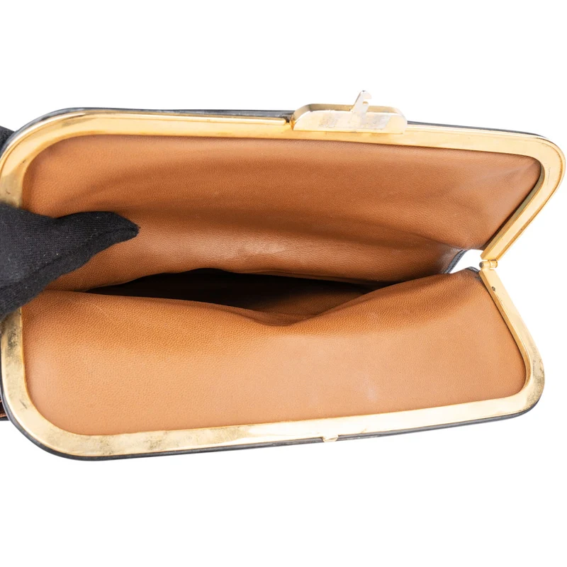 Gucci Black Leather Vintage Handbag