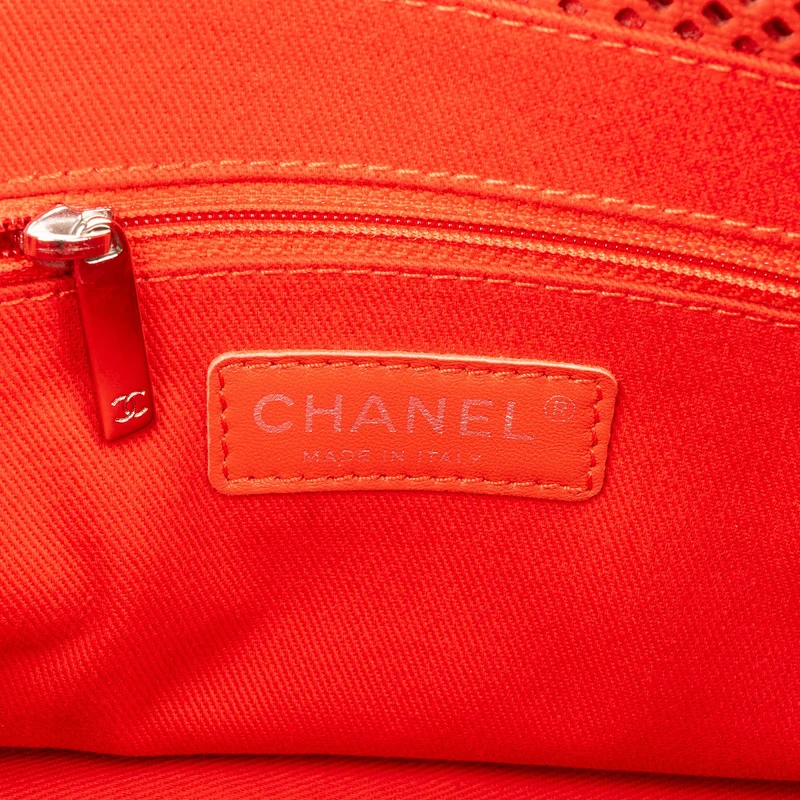 Chanel Perforated Leather Palladium Single Flap Shoulder Bag