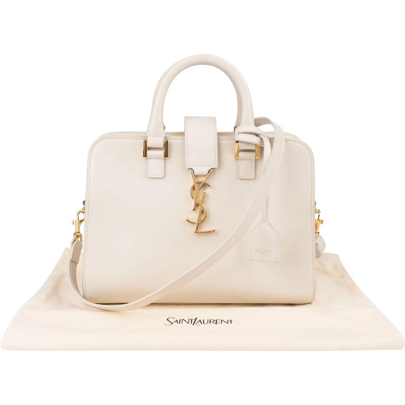 Saint Laurent White Leather Baby Sac Cabas Handbag