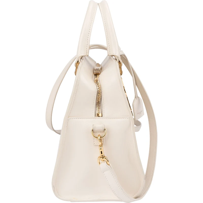 Saint Laurent White Leather Baby Sac Cabas Handbag
