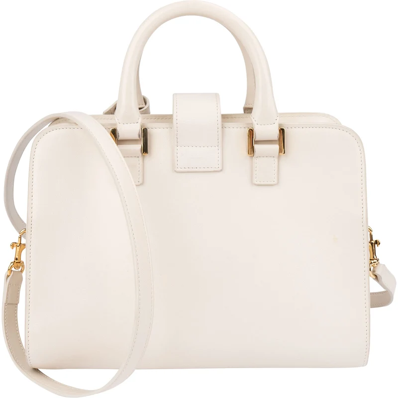 Saint Laurent White Leather Baby Sac Cabas Handbag