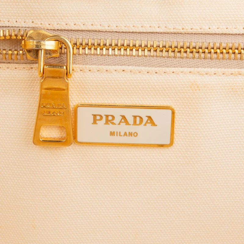 Prada Printed Canvas Estampada Canapa Tote Handbag