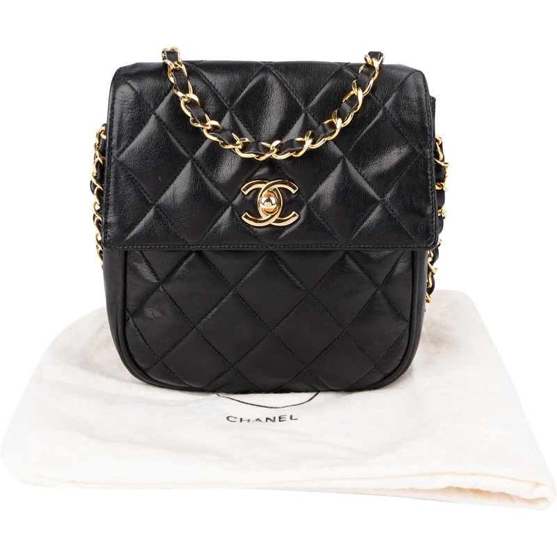 Chanel Quilted Lambskin Vintage CC Single Flap Crossbody Bag