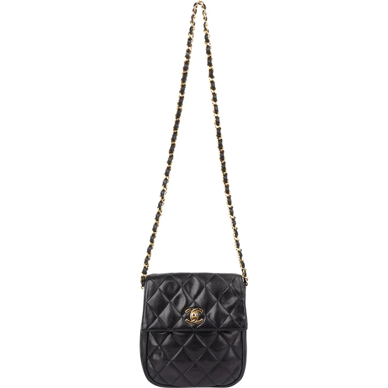 Chanel Quilted Lambskin Vintage CC Single Flap Crossbody Bag