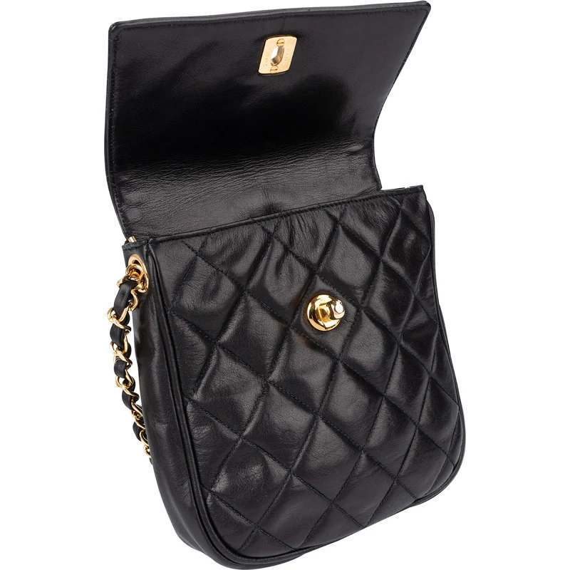 Chanel Quilted Lambskin Vintage CC Single Flap Crossbody Bag