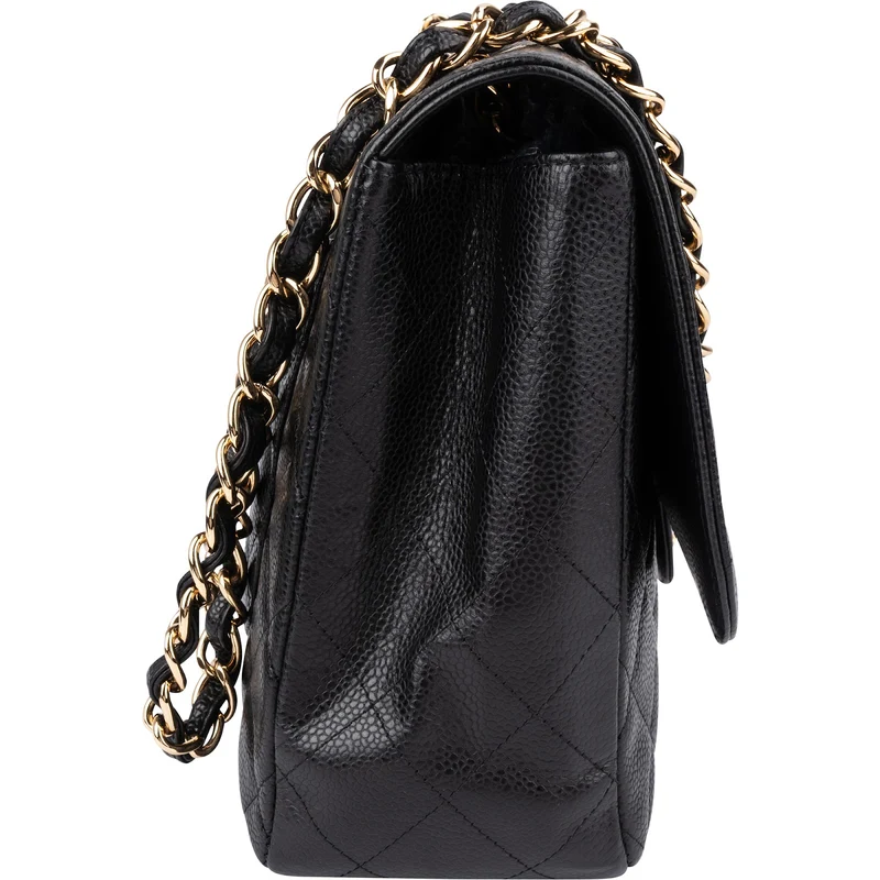 Chanel Quilted Caviar Leather Jumbo Single Flap Crossbody Bag