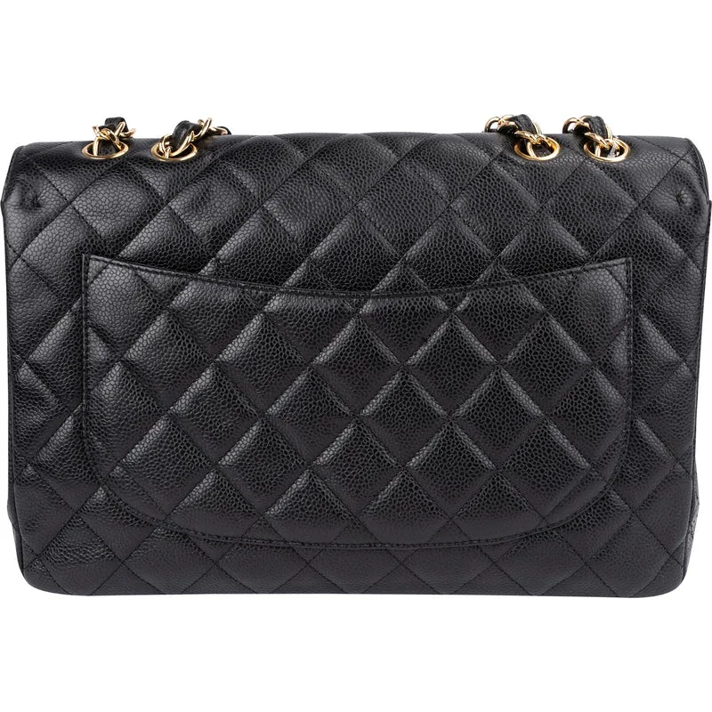 Chanel Quilted Caviar Leather Jumbo Single Flap Crossbody Bag