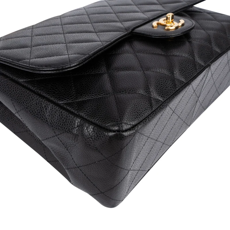 Chanel Quilted Caviar Leather Jumbo Single Flap Crossbody Bag