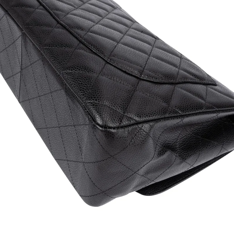 Chanel Quilted Caviar Leather Jumbo Single Flap Crossbody Bag