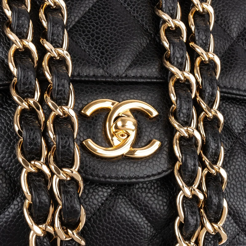Chanel Quilted Caviar Leather Jumbo Single Flap Crossbody Bag