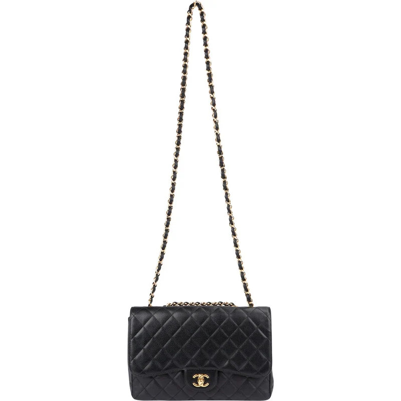 Chanel Quilted Caviar Leather Jumbo Single Flap Crossbody Bag