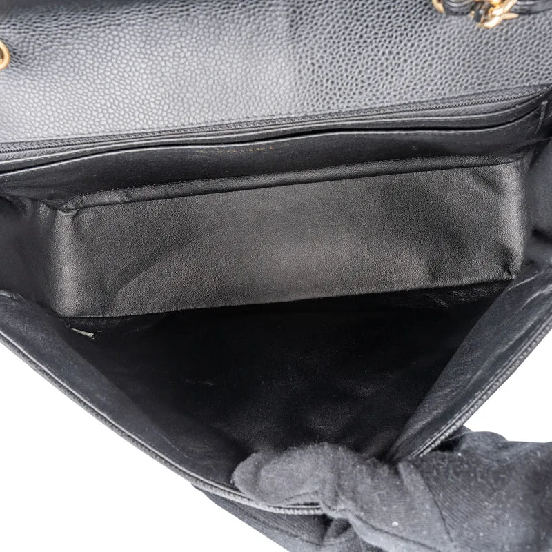 Chanel Quilted Caviar Leather Jumbo Single Flap Crossbody Bag