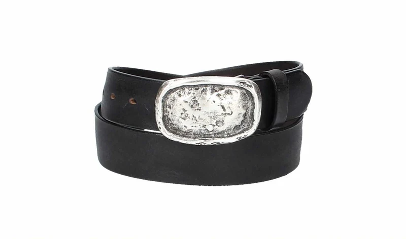 Ledergürtel 40 mm breit Vintage Schwarz
